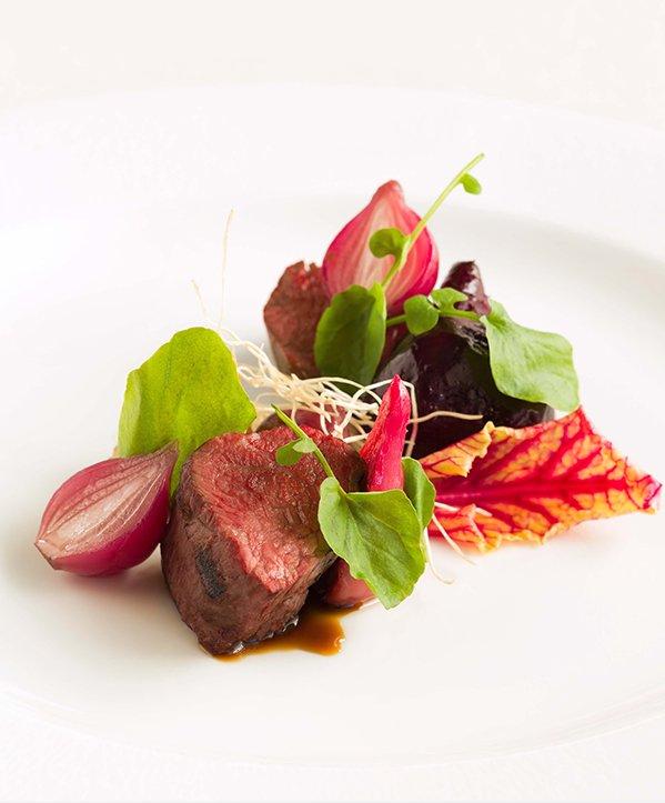 Top Sirloin with Kohlrabi Purée and Orange Roasted Beets image